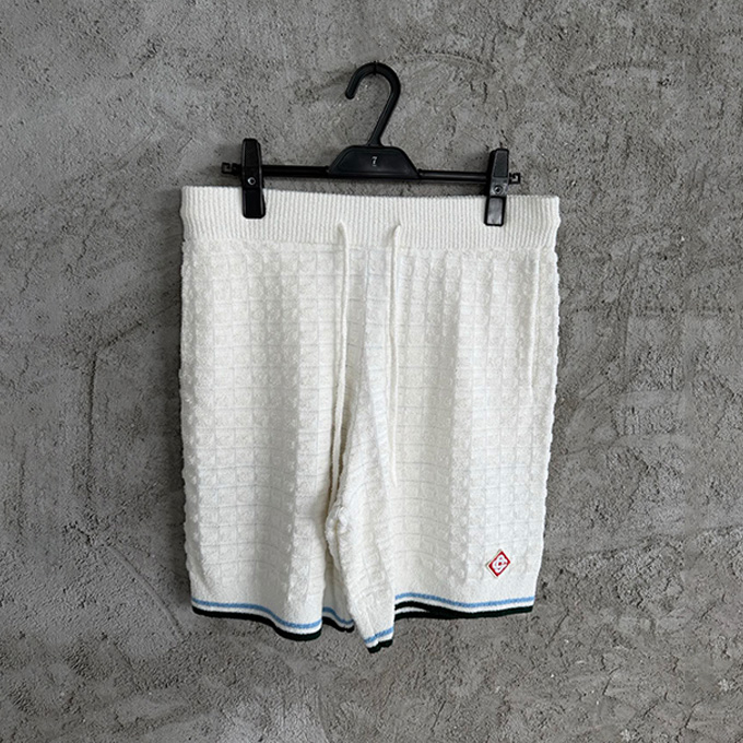 casablanca textured grid knit drawstring shorts